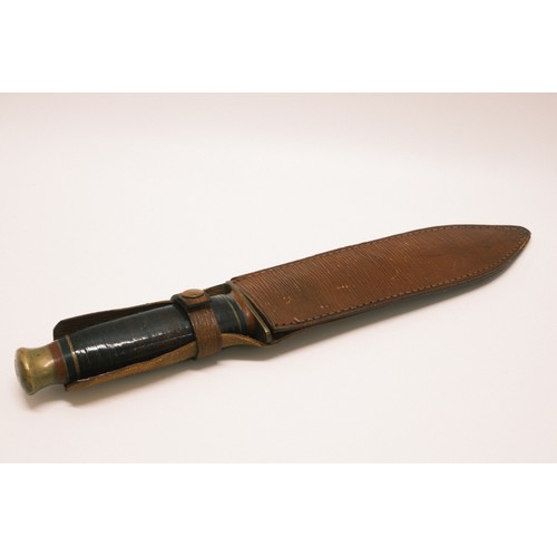 80 - Fairburn Sykes style fighting knife with double edged blade marked Taylor 'Eye' Witness Sheffield, w... 