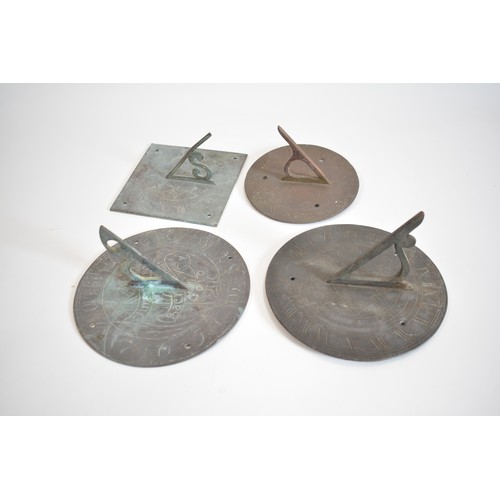 85 - A group of vintage brass sundials, x4 items