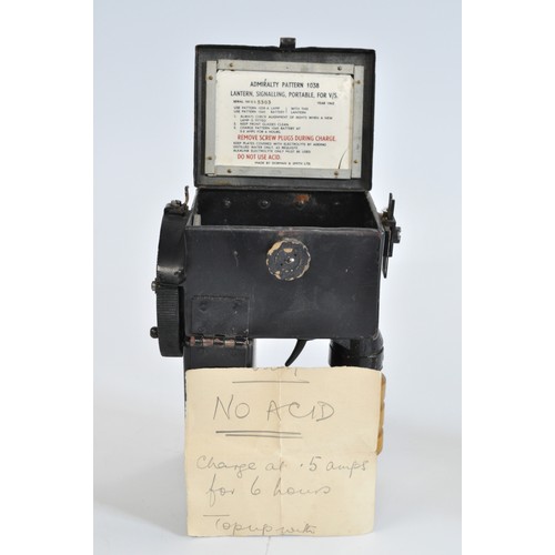 88 - Canadian Admiralty Pattern 1038 portable hand signalling lantern, year 1942 together with antique ph... 