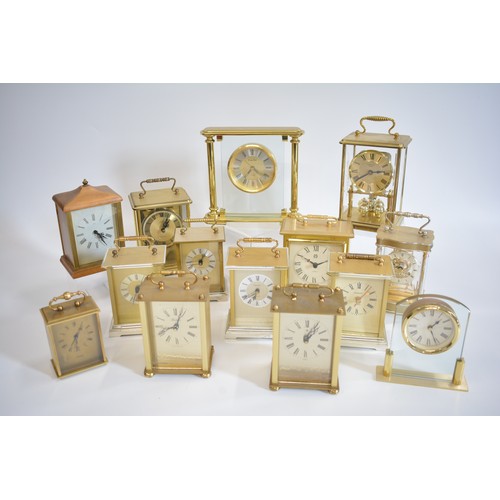 92 - A large group of carriage clocks, predominately Quartz movements, Smiths 8 Day, Swiza President, Lon... 