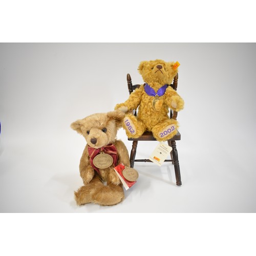 102 - Steiff Golden Jubilee Bear and Aurora Millenium Bear, Steiff teddy bear height 30cms tall /Aurora 36... 