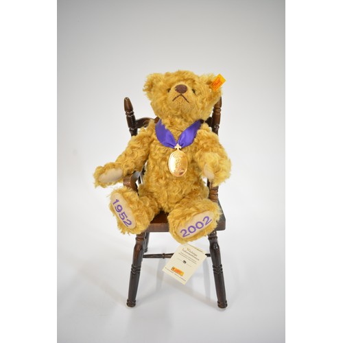 102 - Steiff Golden Jubilee Bear and Aurora Millenium Bear, Steiff teddy bear height 30cms tall /Aurora 36... 