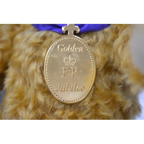 102 - Steiff Golden Jubilee Bear and Aurora Millenium Bear, Steiff teddy bear height 30cms tall /Aurora 36... 