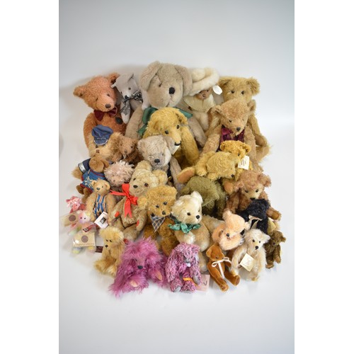 105 - A large quantity of teddy bears to include  'Russ' Margaux mohair bear and Lou Lou Bear with certifi... 