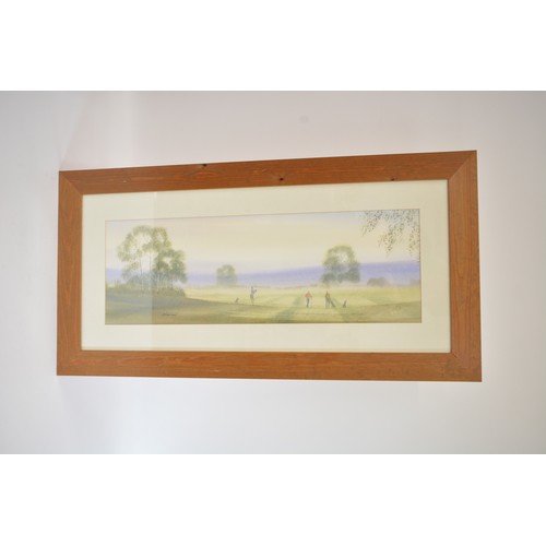 135 - Original framed watercolour of golfing scene, by Nick Grant. c.2005