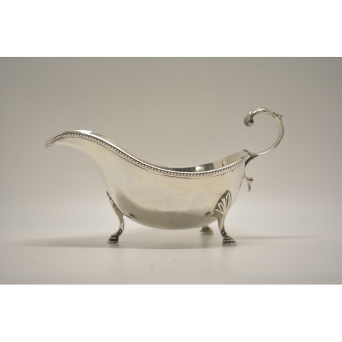 153 - Antique Silver sauce boat with chase design to rim, hallmarked Sheffield, early piece by Cooper Bros... 