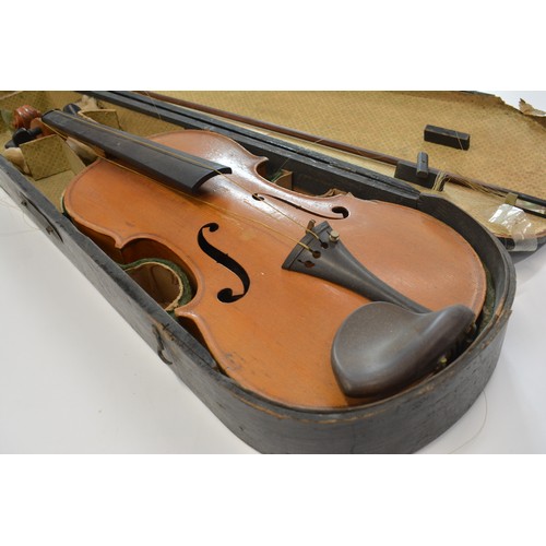 158 - 4 cased violins with bows
2 labelled Maidstone School Orchestra London
2 unlabelled