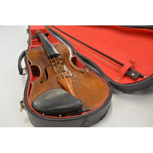 161 - 3 cased violins with bows
1 labelled Nicolaus Amatus Secit Czech
2 unlabelled