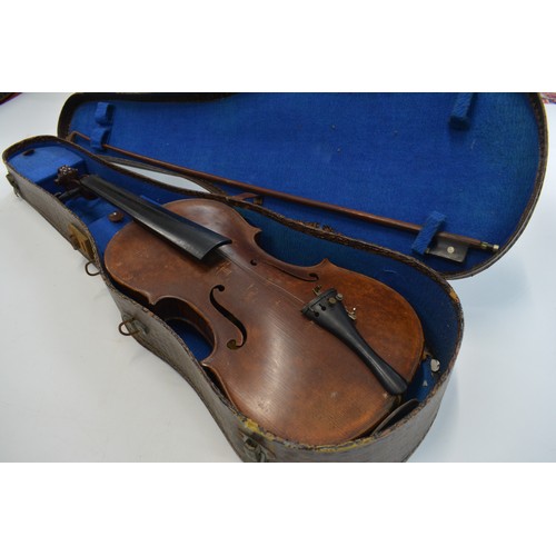 161 - 3 cased violins with bows
1 labelled Nicolaus Amatus Secit Czech
2 unlabelled