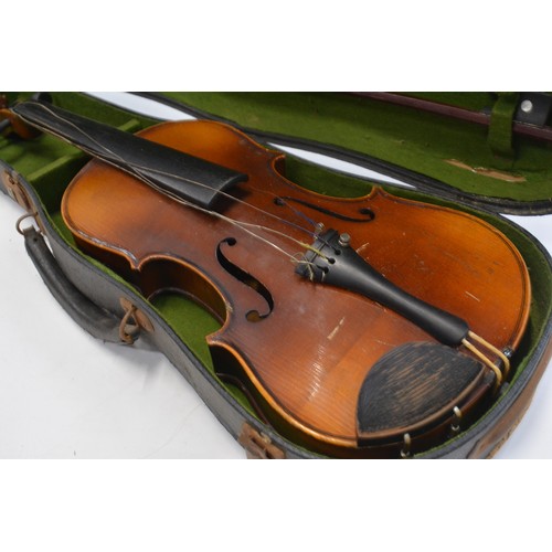 162 - Three violins with case and bow. AF