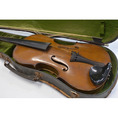 162 - Three violins with case and bow. AF