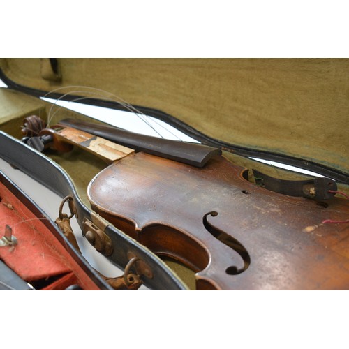 164 - 3 cased violins with bows
No labels