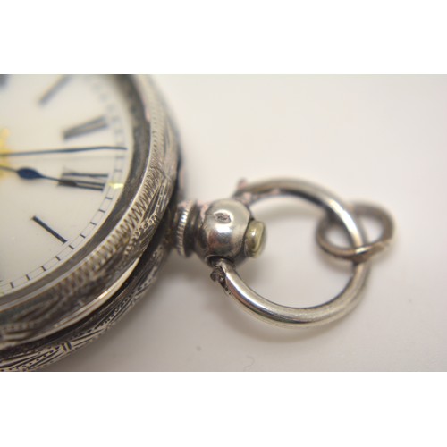 180 - x2 Silver pocket watches.  One silver case hallmarked London by Fred Thoms c.1917, the other ladies ... 