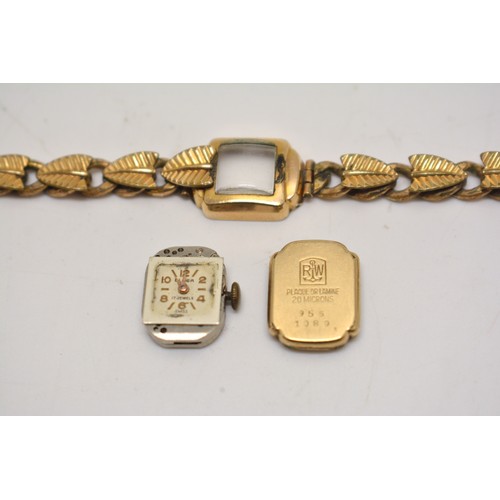 181 - 9ct gold cased ladies wristwatch dial marked Trident,  together with one other plated vintage Voga 1... 