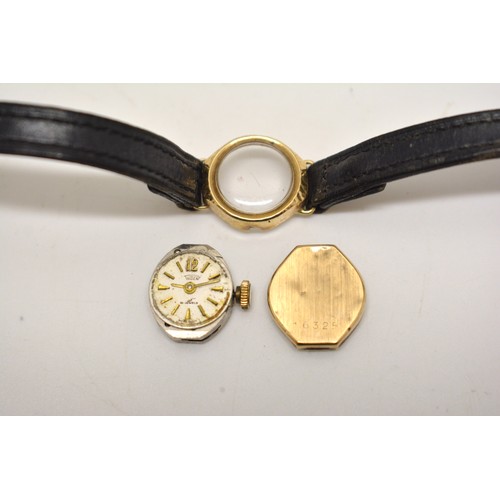 181 - 9ct gold cased ladies wristwatch dial marked Trident,  together with one other plated vintage Voga 1... 