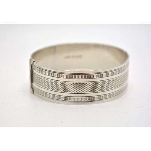 182 - x3 Silver cuff bangle bracelets, all marked 925.