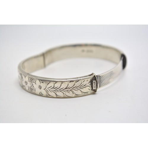 182 - x3 Silver cuff bangle bracelets, all marked 925.