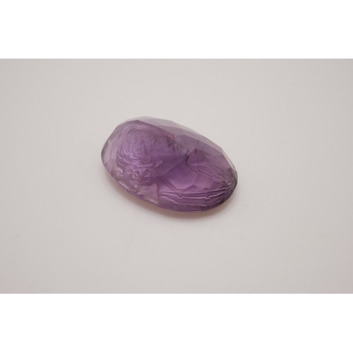 192 - Faceted amethyst cameo, Approx size 2cm x2cm