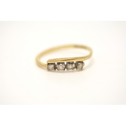 204 - x4 gold rings all marked 9ct, sizes H, I, J.