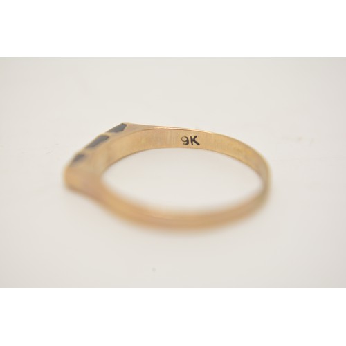 204 - x4 gold rings all marked 9ct, sizes H, I, J.