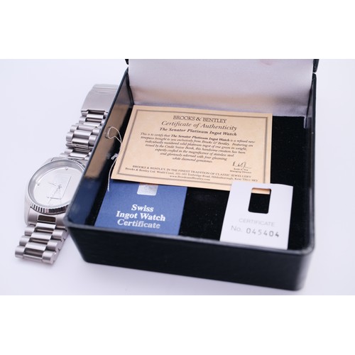 215 - Brooks & Bentley The Senator Platinum Ingot Watch with Certificate of Authenticity. Boxed.