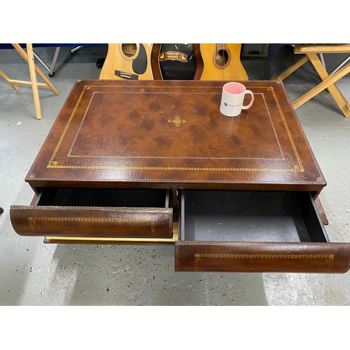 166 - Quirky table in the style/shape of a leather bound book, with drawers. size approx 43 cms tall, 68cm... 