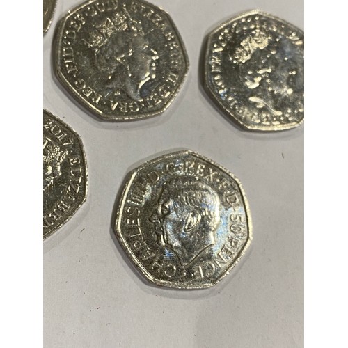 169 - A quantity of 50 pence pieces to include Beatrix Potter, Olympic Games and other themes. x76 coins.