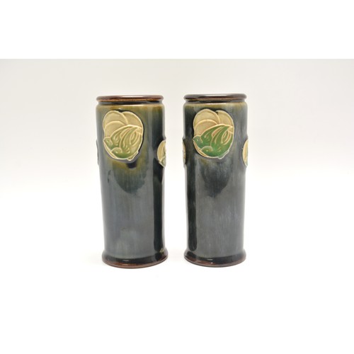 2 - x2 Art Deco Royal Doulton cylindrical stoneware spill vases, incised numbers to base reads  X8779 95... 