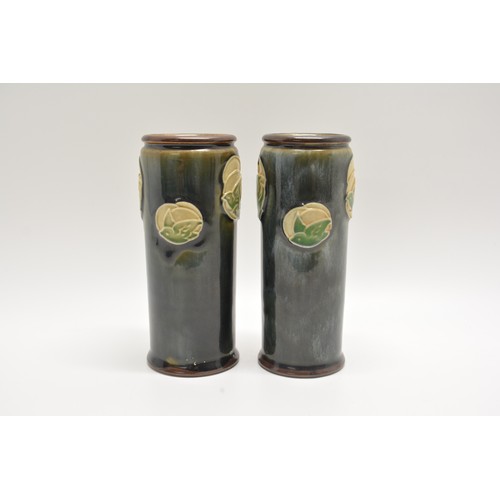 2 - x2 Art Deco Royal Doulton cylindrical stoneware spill vases, incised numbers to base reads  X8779 95... 