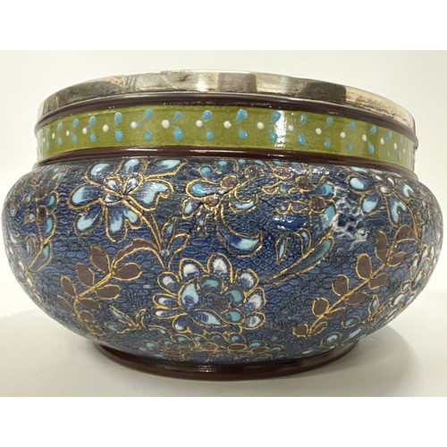 9 - An early 20th-century ceramic salad/fruit bowl, decorated with blue and gold flowers. A freeze of gr... 