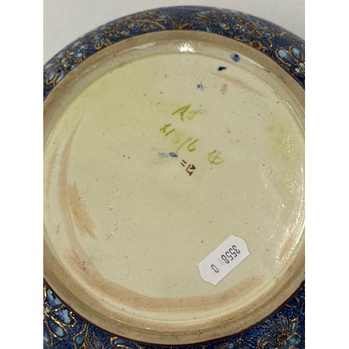 9 - An early 20th-century ceramic salad/fruit bowl, decorated with blue and gold flowers. A freeze of gr... 