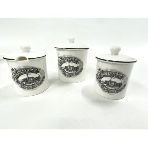 14 - Group of Honey/Jam pots to include limited endition 'Ridley & Sons' Brewery pots.