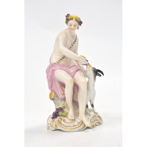 18 - Antique  sculptural Porcelain figure of maenad with goat,  blue incised mark R to base