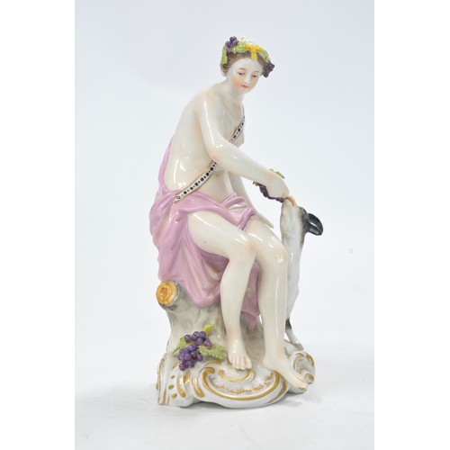 18 - Antique  sculptural Porcelain figure of maenad with goat,  blue incised mark R to base