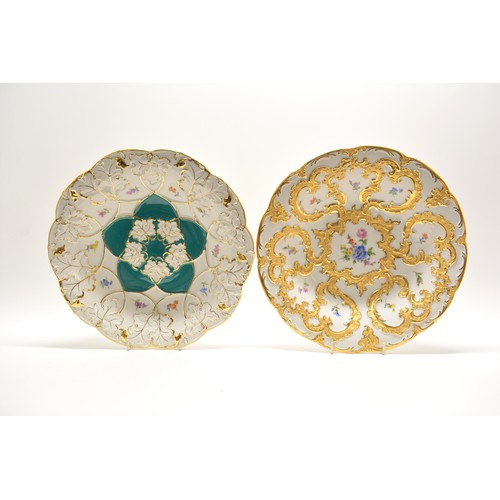 22 - x2 - 20th Century Meissen plates decorated with gilt detailing, underglaze swords to the underside, ... 