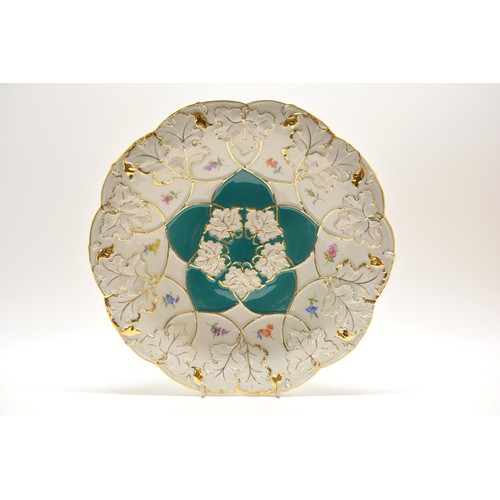 22 - x2 - 20th Century Meissen plates decorated with gilt detailing, underglaze swords to the underside, ... 