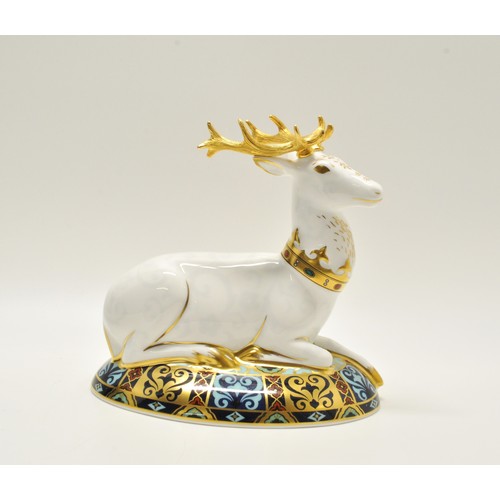 29 - Royal Crown Derby 'The White Hart Heraldic Stag' paperweight. Limited edition no. 1237 of 2000. Desi... 