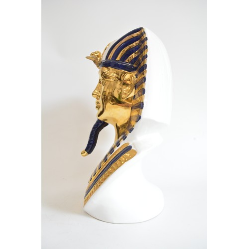 40 - Large Nefertiti Bust decorated in blue and gold gilt colours. Height approx. 39 cms x width 35cms