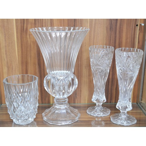 60 - Group of Glassware  consisting of 4 pieces of different designs, the larger piece being pedestal bas... 