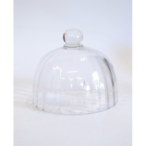 63 - Dartington Glass Cake Dome, height approx 20 cms together with 1 other bell shaped dome height appro... 