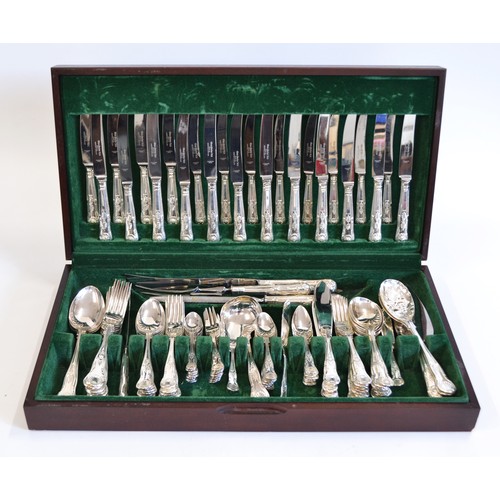 65 - Sheffield 8 piece Large Canteen of Cutlery housed in wood and leather box 


measuring 58cms long x ... 