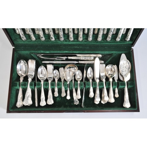 65 - Sheffield 8 piece Large Canteen of Cutlery housed in wood and leather box 


measuring 58cms long x ... 