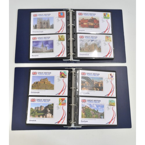 70 - x2 folders of Great Britian Torch Relay Covers pertaining to the UK 2012 Olympics.