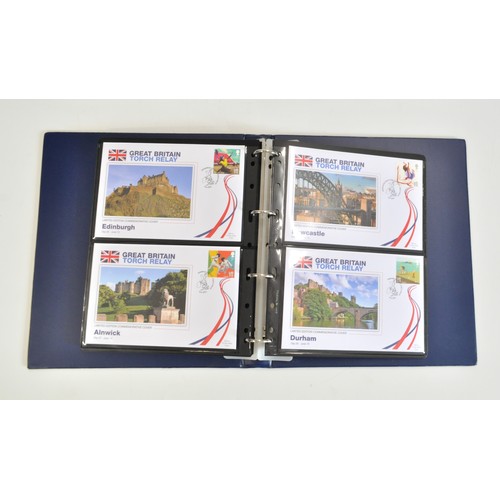 70 - x2 folders of Great Britian Torch Relay Covers pertaining to the UK 2012 Olympics.