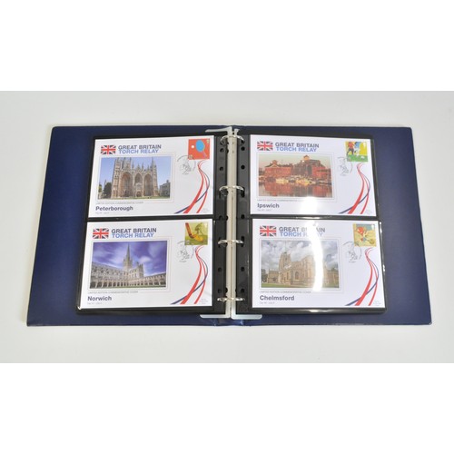 70 - x2 folders of Great Britian Torch Relay Covers pertaining to the UK 2012 Olympics.