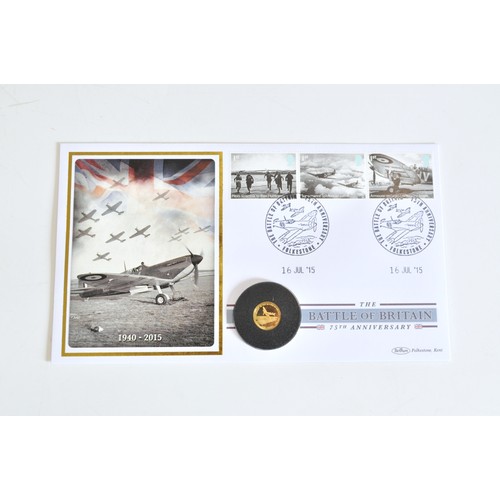 85 - Jubilee Mint Battle of Britain 75th Anniversary solid gold coin cover 10 July 2015, struck in solid ... 