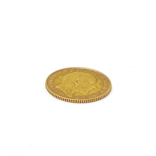 86 - 22ct gold half sovereign coin dated 1910.