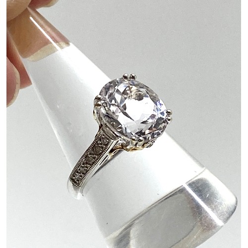 90 - 9ct gold dress ring, diamonds to mount with  central clear Zircon stone in raised claw setting, appr... 