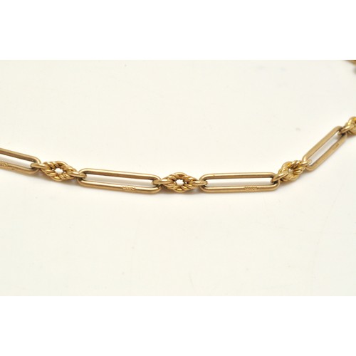 98 - 9ct gold albert chain, approx length 14.5