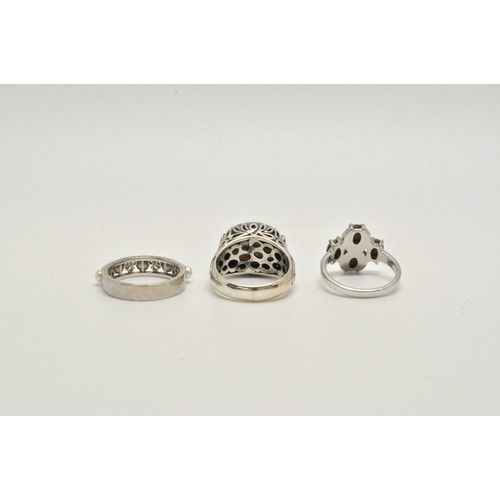 103 - Group of three silver rings stamped 925, one labrodite